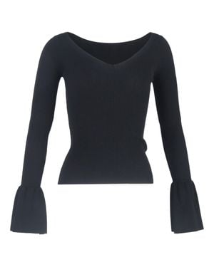 Sandro Sandro Ribbed-Knit Bell-Sleeved Sweater - Blue