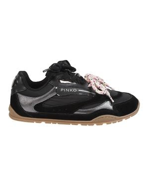 Pinko Yulia 01 Dual Lace Calf Leather Sneakers - Black