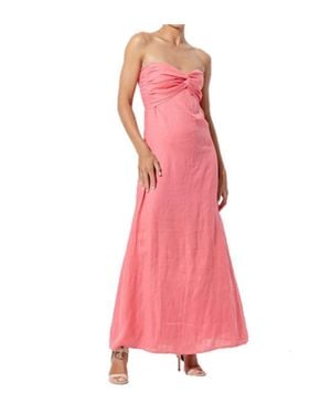 LUSANA Melody Linen Maxi Dress - Pink
