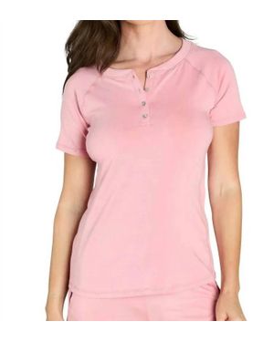 Twelve Eighty Eight Olivia Short Sleeve Henley Tee - Pink