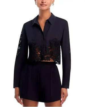 L'Agence Seychelle Crop Button Down Blouse - Blue