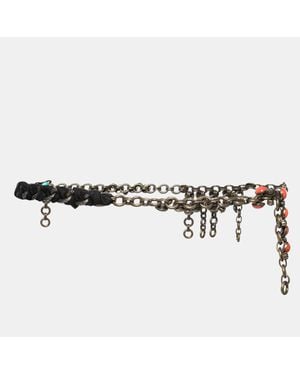 Lanvin Crystal Plastic Fabric Two Tone Chain Belt - Metallic