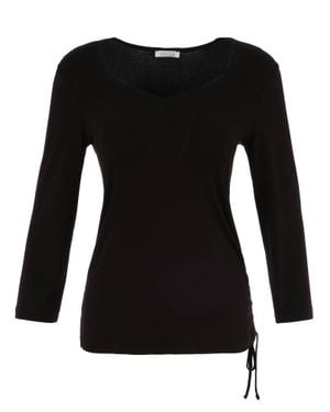 Dolcezza Ruched Side Tie Top - Black