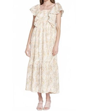 En Saison Floral Eyelet Midi Dress - Natural