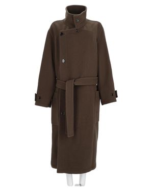 Lemaire Asymmetrical Button Closure Wool Coat - Brown