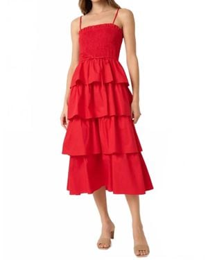 Mittoshop Scarlett Ruffle Midi Dress - Red