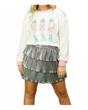 Grace + Emma Nutcracker Sequin Sleeve Top - Gray