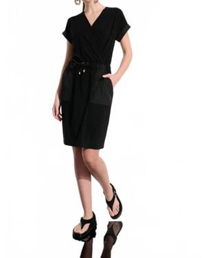 Joseph Ribkoff Drawstring Waist Wrap Dress - Black