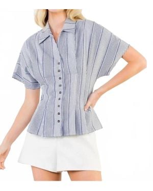 Thml Striped Gingham Top - Blue