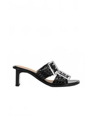 Ganni Feminine Buckle Heel Mule Sandals - Black