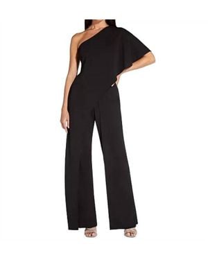 Adrianna Papell One Shoulder Dress Like Jumpsuit - Black
