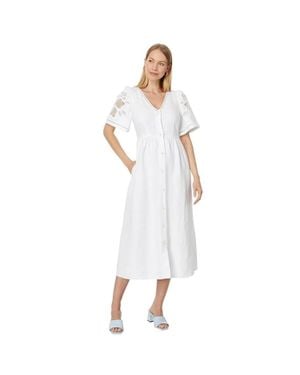 Madewell Cassie Midi Dress Eyelet Embroidered Button Front Gbo1229 - White