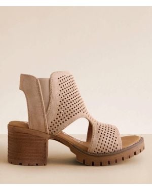 Very G Faux Suede Chunky Heeled Sandal - Brown
