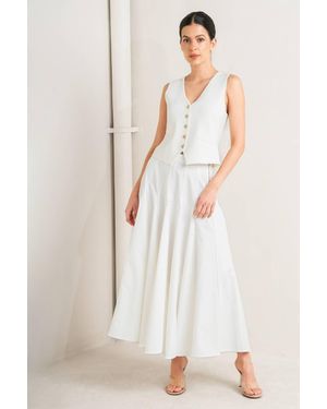 TRUEDAMES Pale Frame Woven Circle Skirt - White