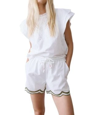 Melissa Nepton Neve Curved Hem With Scalloped Edge Shorts - White