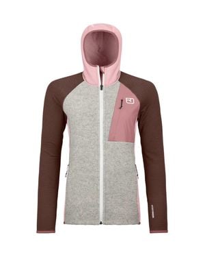 Ortovox Fleece Hoody With Wool Knit Inserts And Color-Blocked Design - Brown