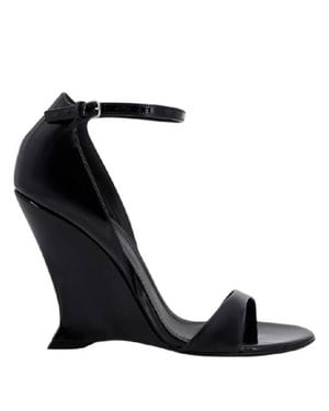 Ferragamo Vidette Patent Leather Wedge Sandals - Black