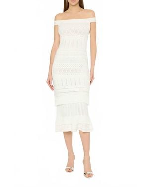 MILLY Maven Ruffle Midi Dress - White