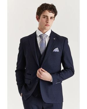 Paul Andrew Regent Checked Tailored Fit Blazer - Blue