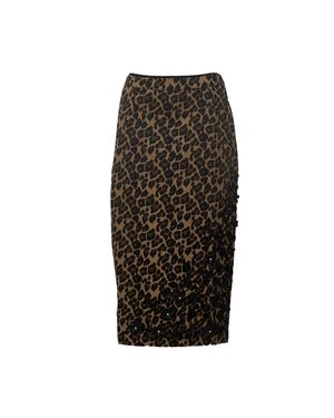 Essentiel Antwerp Kasey Leopard Floral Floral Print Midi Skirt - Black