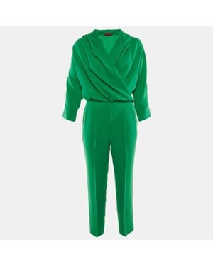 Carolina Herrera Crepe Faux Wrap Top & Pants Set - Green