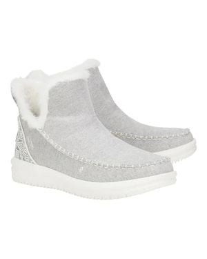HEYDUDE Camden Brushed Cozy Boot Faux Fur Lined Ver1412 - White