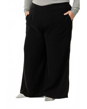 La Fuori Wide Leg Sequin Stripe Pants - Black