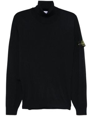 Stone Island Compass Logo Turtleneck Sweater - Black