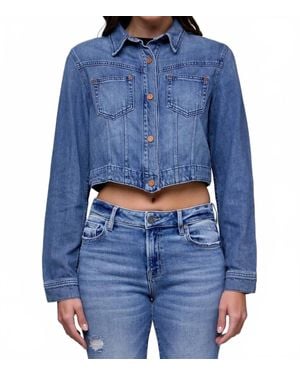 Hidden Jeans Cropped Western Denim Jacket - Blue