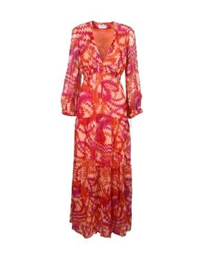 Dondup Long Chiffon Dress - Red
