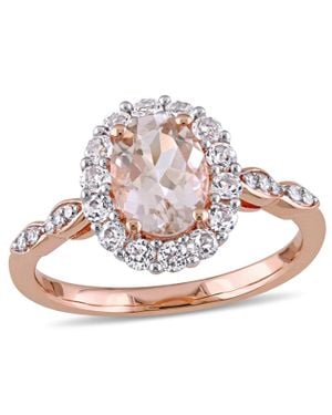 Mimi & Max Oval Shape Morganite, Topaz And Diamond Accent Vintage Ring - Pink