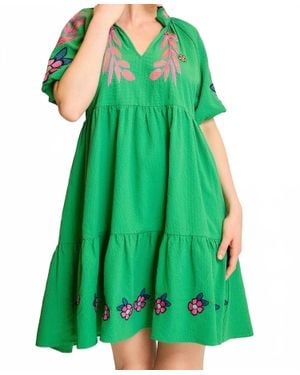 Umgee Boho Babydoll Dress - Green