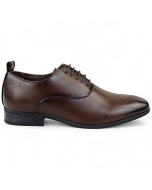 Infinity Leather Classic Lace Up Oxford Derby Shoes - Brown
