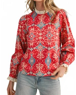 ..,merci Lace-Trimmed Top - Red