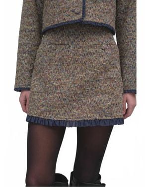 Raisonnel Tweed Mini Skirt With Organza - Gray