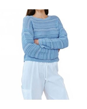 Bella Dahl Textured Crew Neck Sweater - Blue