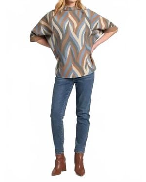 Apny Interlacing Lines Cowl Neck Sweater - Blue