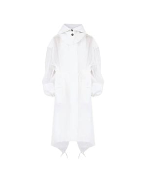 Ferragamo Hooded Organza Trench Coat, Brand Size 44 Us - White