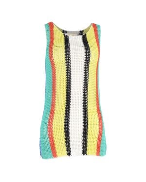 Diane von Furstenberg Crochet-Knit Coverup Tank Sweater - Yellow