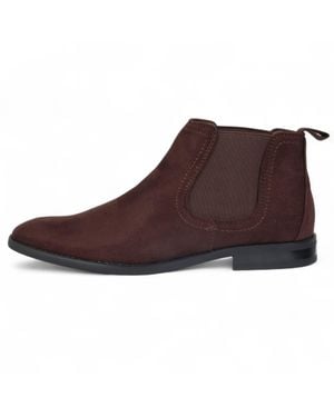 Infinity Leather Bown Suede Chelsea Boots Real Leather Lined Slip-On - Brown