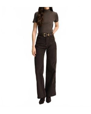 Veronica Beard Taylor High Rise Wide Leg Corduroy Pants - Black