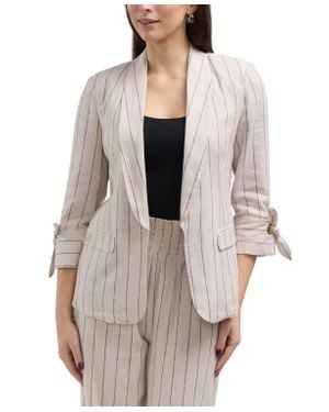 Ellen Tracy Shawl Collar Blazer With Sleeve Grommet - Natural