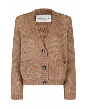 Roberto Collina Camel V-Neck Chunky Knit Alpaca-Blend Cardigan - Brown