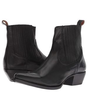 Frye Sacha Boots Leather Block Heel Ankle Bootie Zpo1299 - Black