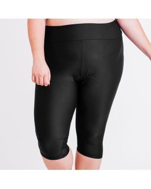 Calypsa Plus High Waisted Capri Swim Leggings - Black