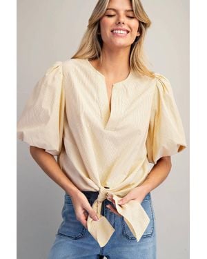 Eesome Willow Grace Puff Sleeve Tie-Hem Blouse - Natural