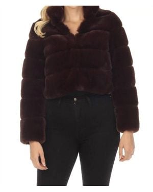 Belle Fare Devon Short Faux Rex Fur Bomber Jacket Coat - Black