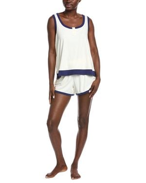 Badgley Mischka 2Pc Yummy Henley Shirt & Short Set - White
