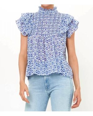 Oliphant Pintuck Ruffle Top - Blue