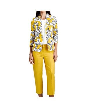 Kasper Floral Print Polyester One-Button Blazer - Yellow
